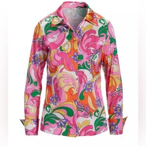 NWOT Women Boston Proper Sophia Multicolor Floral Long Sleeve  Button Up Blouse